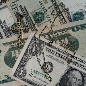 Gold and Black Cross Necklace